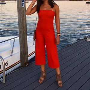 Red Cropped Jumpsuit